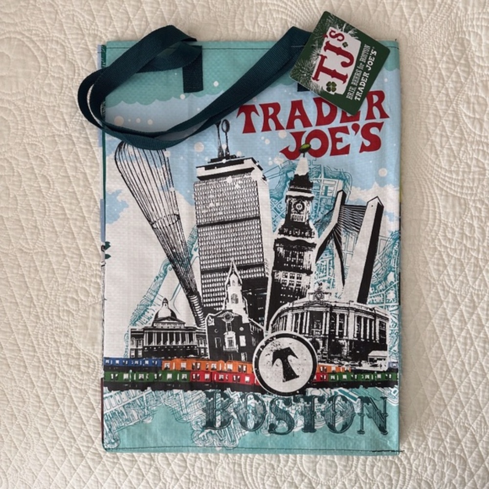 NWT Trader Joe's BOSTON Reusable Tote Bag Shopping Bag